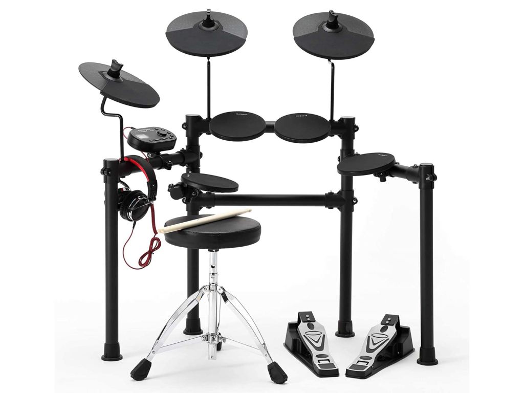 QoQoba Electronic Drum Set PRO Lite 8K Series | MIDI Digital Electric Drum Set for Kids Adult Beginners | 3-Cymbals, 3-Toms, 1-Snare, 1 Module | Incl Studio Headphone & Drum Seat w/ 60-Days Live Lesson