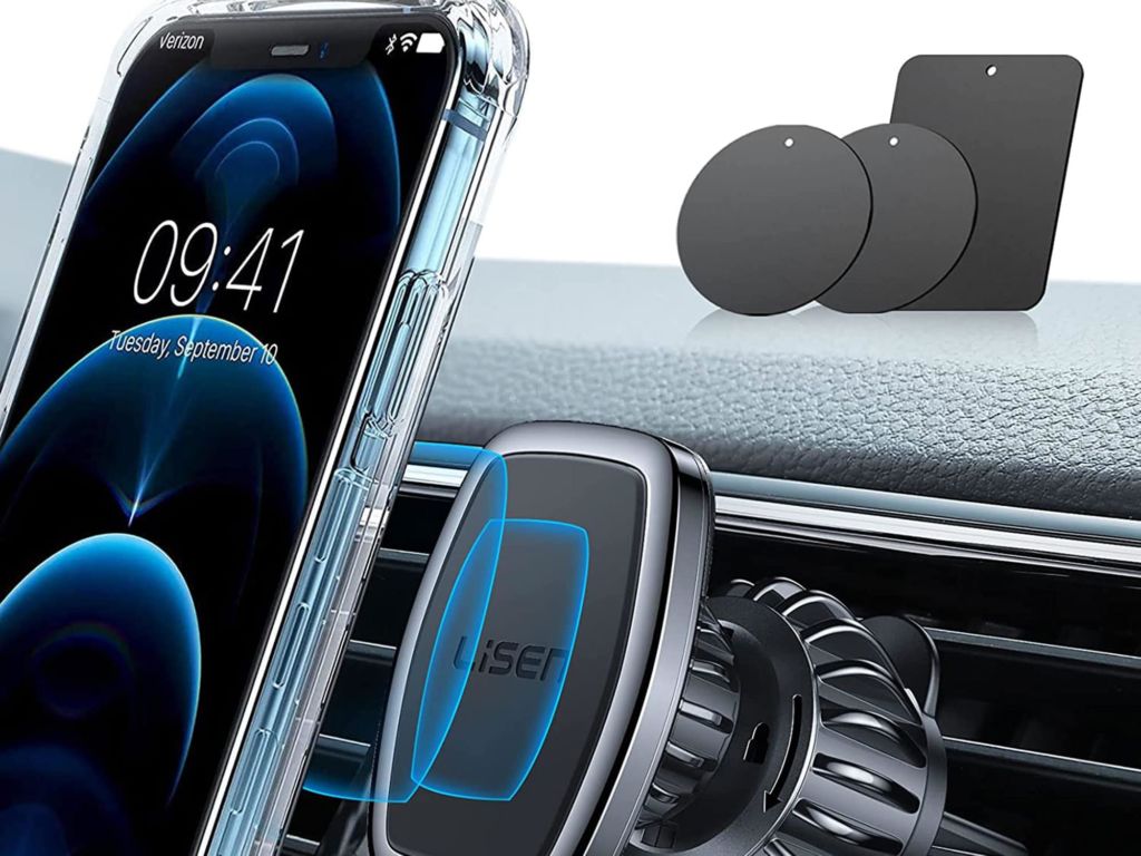 LISEN Car Phone Holder Mount, [Easily Install] Magnetic Phone Car Mount [6 Strong Magnets] Cell Phone Holder for Car [Case Friendly] iPhone Car Holder Compatible with All Smartphones & Tablets