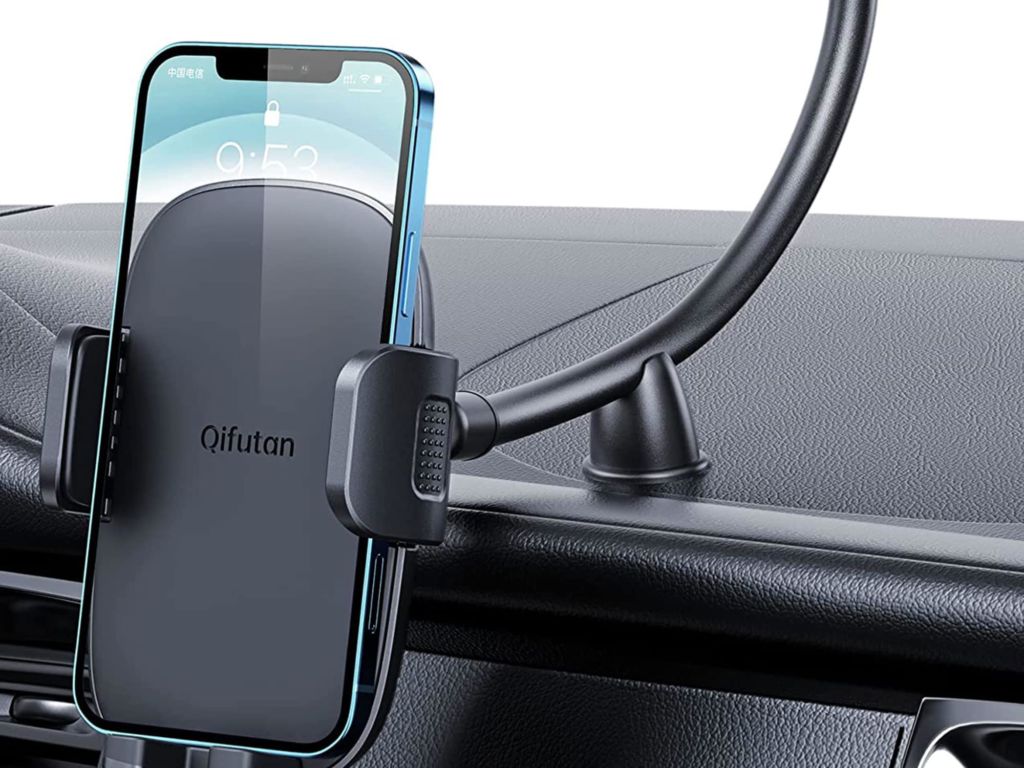 Cell Phone Holder for Car Phone Mount Long Arm Dashboard Windshield Car Phone Holder Strong Suction Anti-Shake Stabilizer Phone Car Holder Compatible with All Phone Android Smartphone