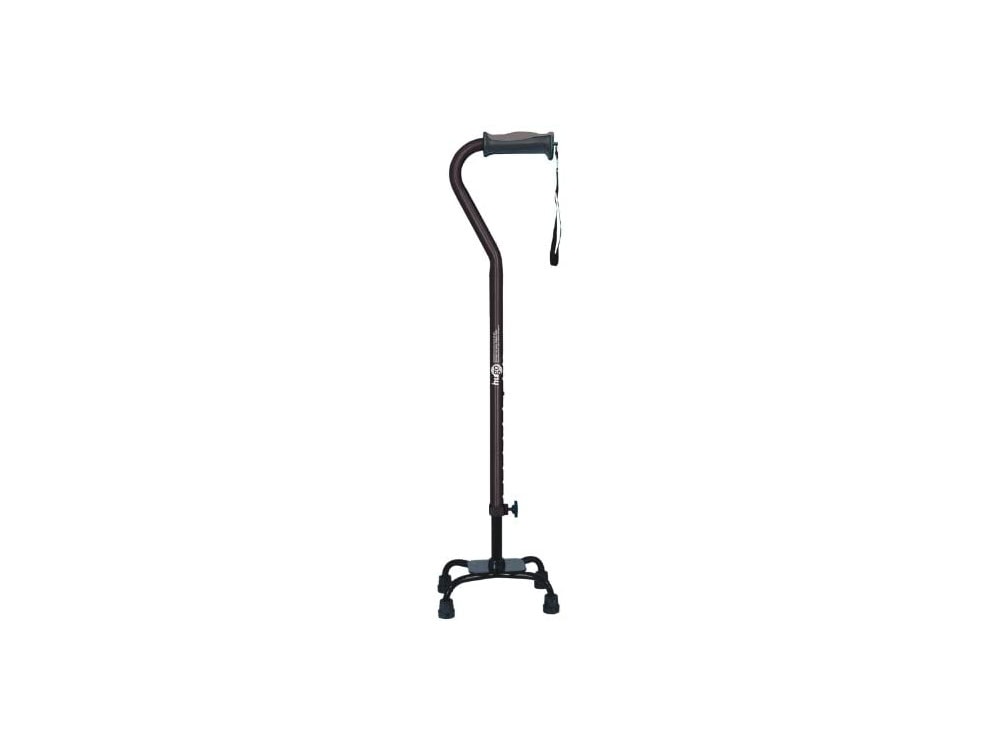 Hugo Adjustable Quad Cane for Right or Left Hand Use, Black, Small Base