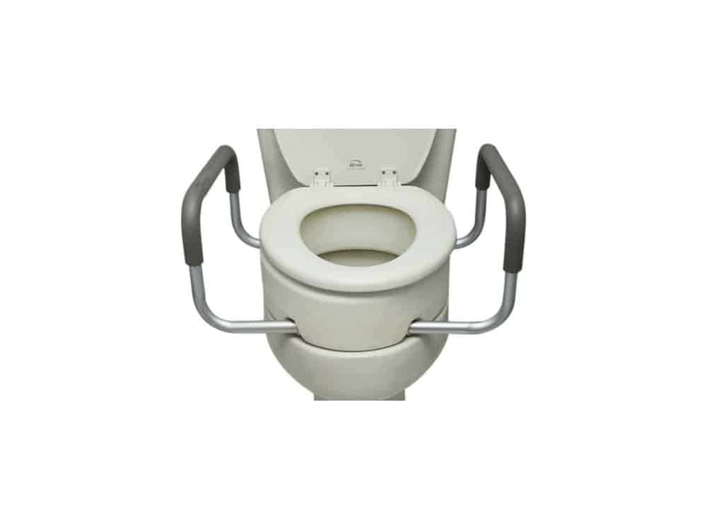 Essential Medical Supply Elevated Toilet Seat with Arms, Elongated, 19.5 x 14 x 3.5 Inch