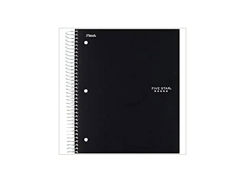 Five Star Spiral Notebook, 5 Subject, College Ruled Paper, 200 Sheets, 11" x 8-1/2", Color Selected For You, 1 Count (06208)