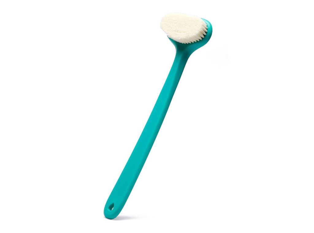 Bath Body Brush with Comfy Bristles Long Handle Gentle Exfoliation Improve Skin's Health and Beauty Wet or Dry Brushing Back Scrubber for Shower (Green)