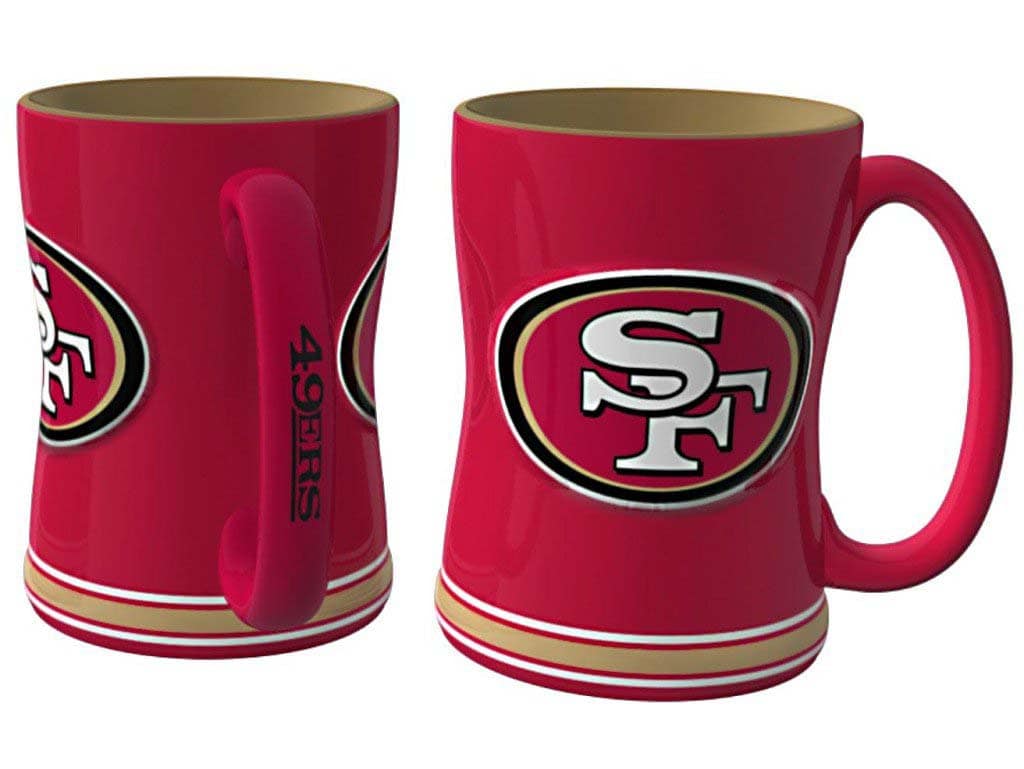 Side and Front Profile View of 49ers Sculpted Coffee Mugs