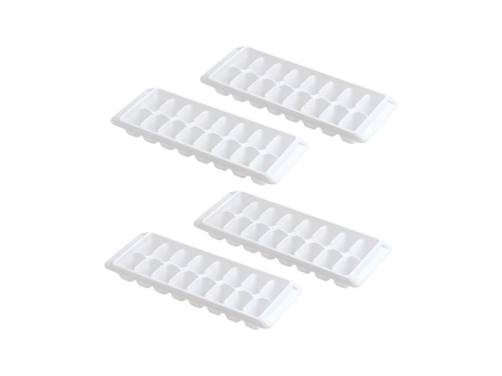Kitch Easy Release White Ice Cube Tray, 16 Cube Trays (Pack of 4) (4 Pack - 64 Cubes)