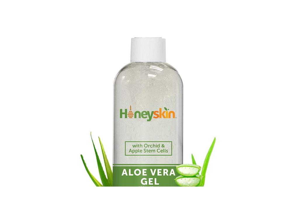 Organic Aloe Vera Gel - 100% Pure Aloe Gel With Manuka Honey - Face and Body After Sun Care - Aloe Leaf Gel for Sunburn and Acne - No Clumping or Pulp - Non Sticky - Made in USA