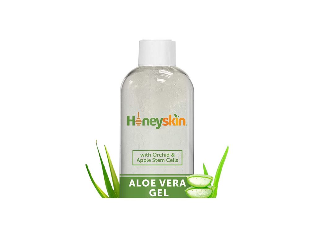Organic Aloe Vera Gel - 100% Pure Aloe Gel With Manuka Honey - Face and Body After Sun Care - Aloe Leaf Gel for Sunburn and Acne - No Clumping or Pulp - Non Sticky - Made in USA