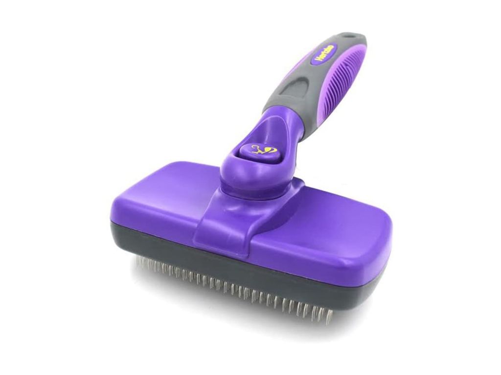 Hertzko Self Cleaning Slicker Brush – Gently Removes Loose Undercoat, Mats and Tangled Hair – Your Dog or Cat Will Love Being Brushed with The Grooming Brush