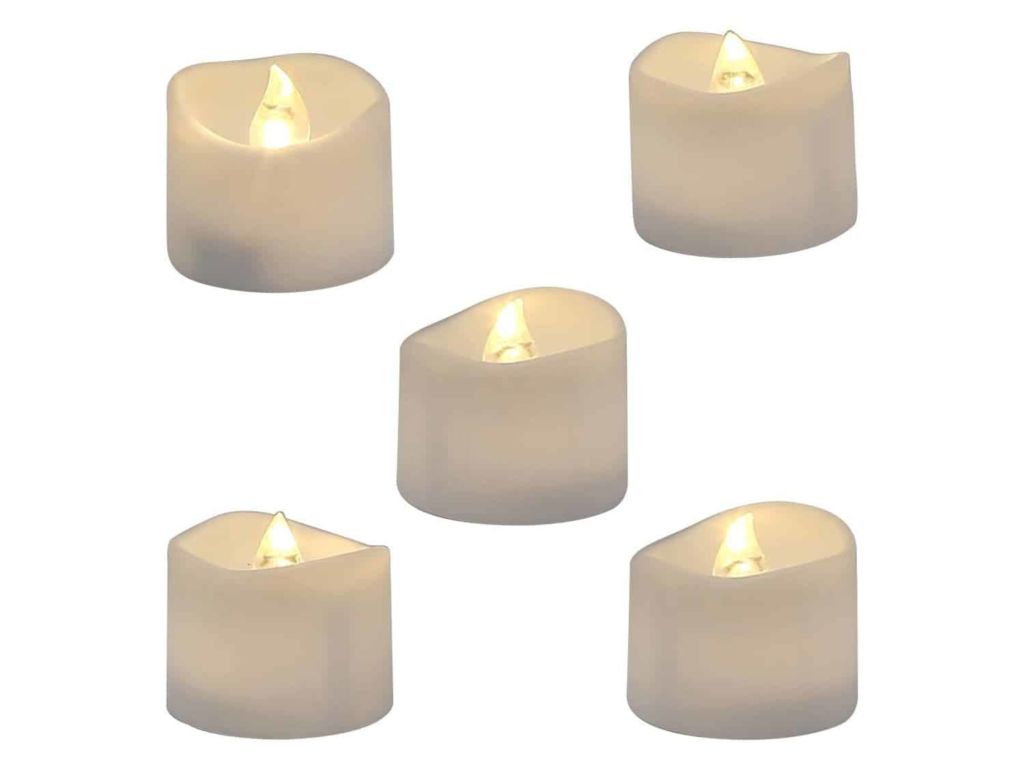 Homemory Realistic and Bright Flickering Bulb Battery Operated Flameless LED Tea Light for Seasonal & Festival Celebration, Pack of 12, Electric Fake Candle in Warm White and Wave Open