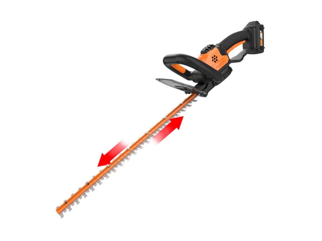 WORX WG261 20V Power Share 22-Inch Cordless Hedge Trimmer, Battery and Charger Included, Black and Orange