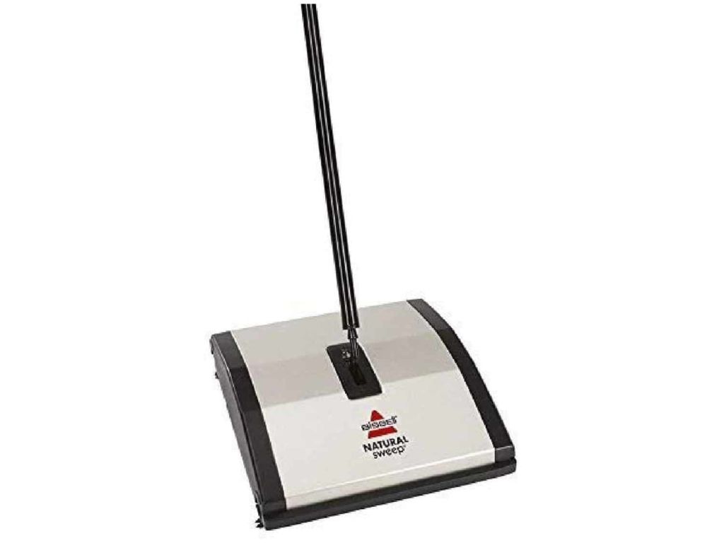 Bissell Natural Sweep Carpet and Floor Sweeper with Dual Rotating System and 2 Corner Edge Brushes, 92N0A, Silver