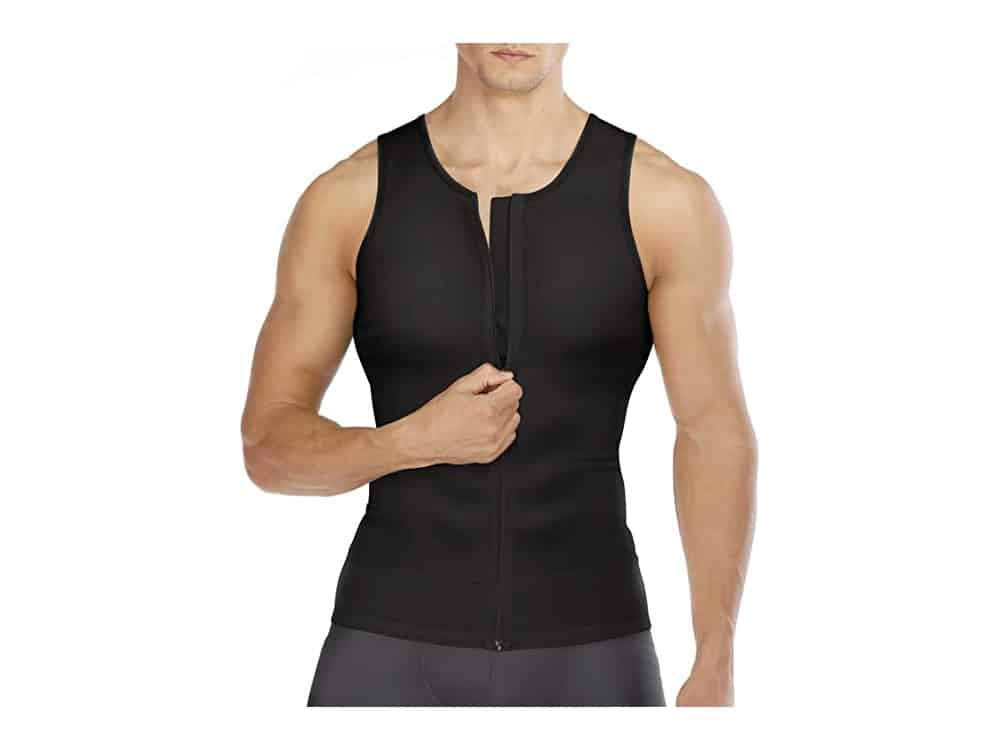 Wonderience Compression Shirts for Men Undershirts Slimming Body Shaper Waist Trainer Tank Top Vest with Zipper