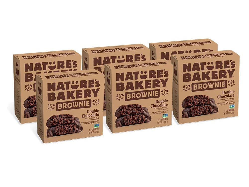 Nature’s Bakery Whole Wheat Fig Bars, Double Chocolate Brownie, Real Fruit, Vegan, Non-GMO, Snack bar, 6 boxes with 6 twin packs (36 twin packs)