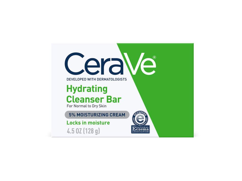 CeraVe Hydrating Cleanser Bar | Soap-Free Body and Facial Cleanser with 5% CeraVe Moisturizing Cream | Fragrance-Free | Single Bar, 4.5 Ounce