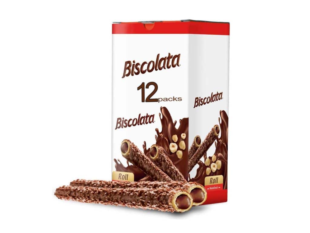 Biscolata Nirvana Rolled Wafers Snacks with Premium Chocolate Cream Filled - Hazelnut - Pack of 12