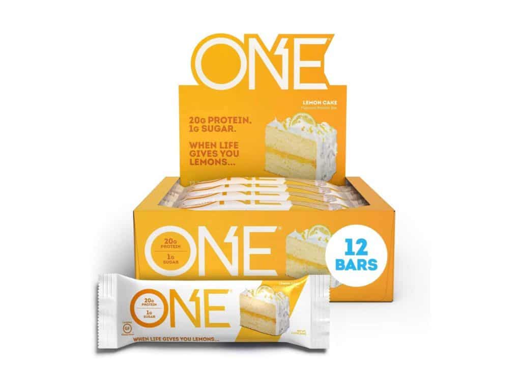 ONE Protein Bars, Lemon Cake, Gluten Free Protein Bars with 20g Protein and Only 1g Sugar, Guilt-Free Snacking for High Protein Diets, 2.12 oz (12 Pack)