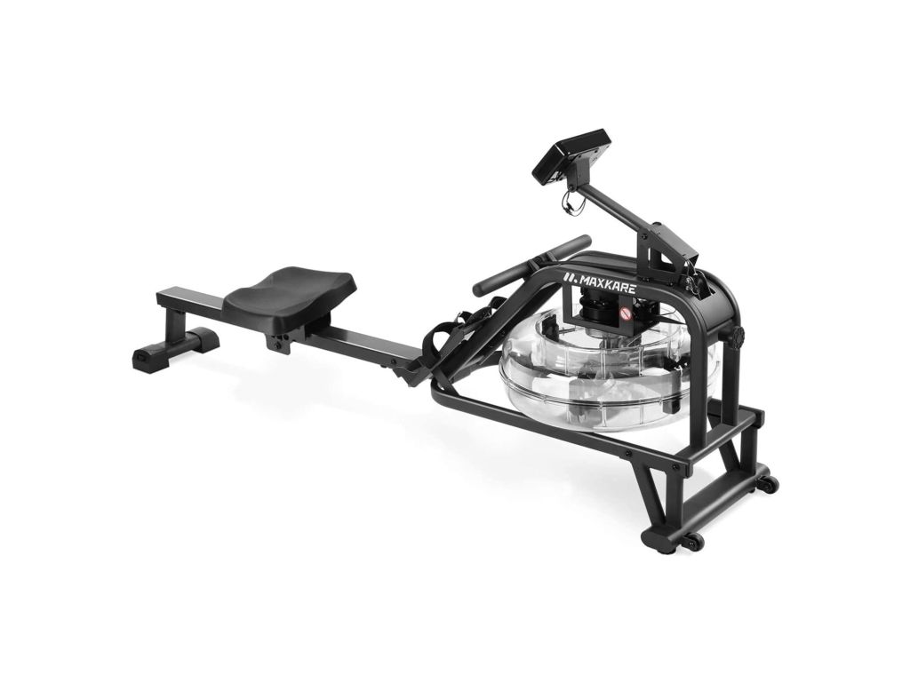 MaxKare Water Rowing Machine Water Rower with Water Resistance & Large LCD Display for Home Use