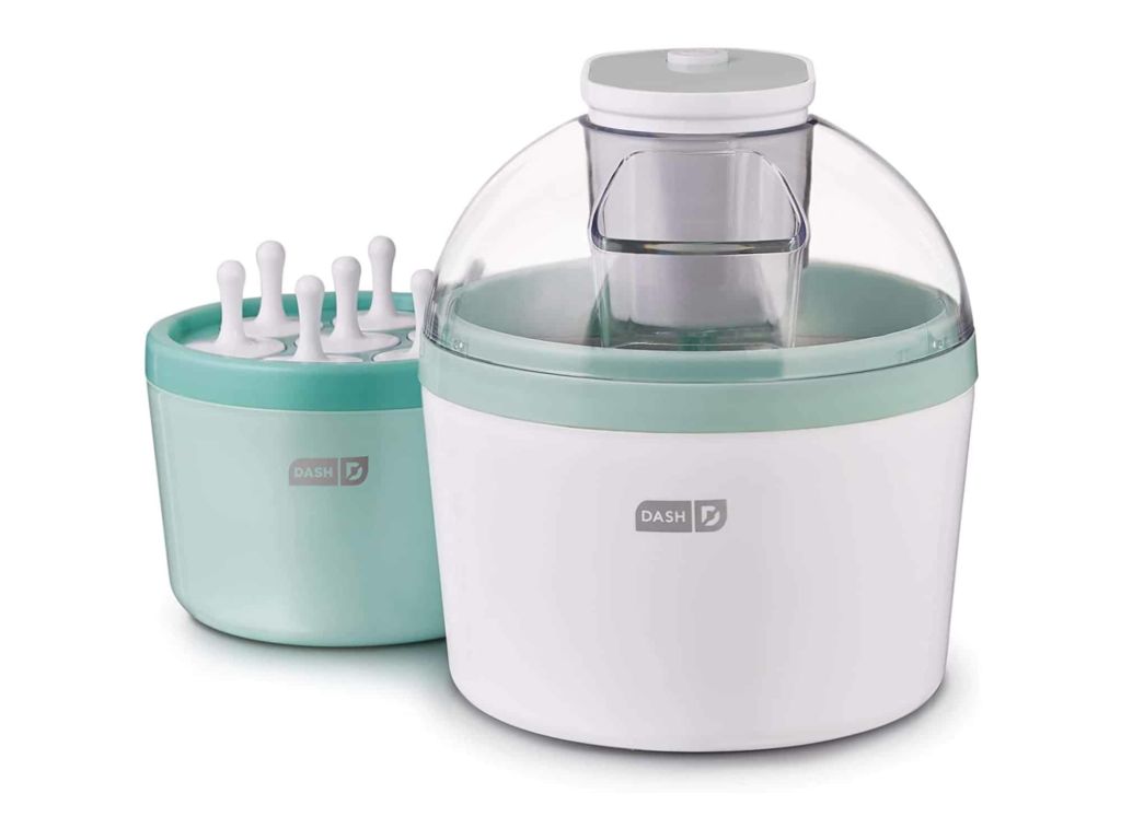 Dash DIC700AQ 2-in-1 Ice Cream, Frozen Yogurt, Sorbet + Popsicle Maker with Easy Ingredient Spout, Double-Walled Insulated Freezer Bowl & Free Recipes, 1 quart, Aqua