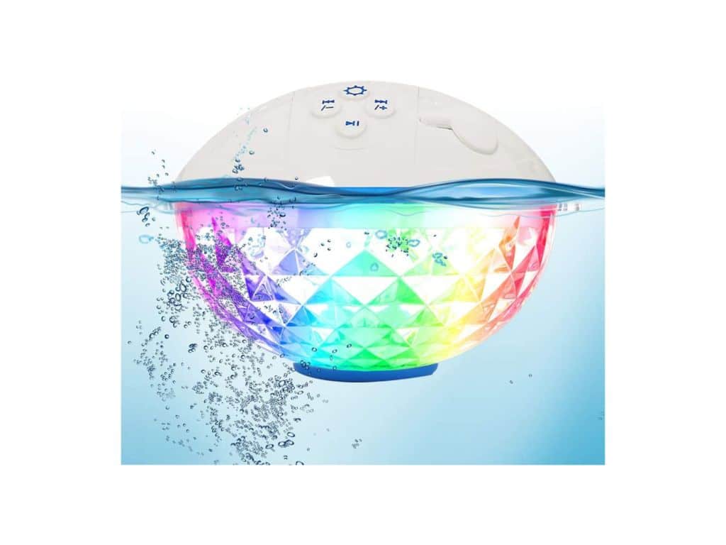 Bluetooth Speakers with Colorful Lights, Portable Speaker IPX7 Waterproof Floatable, Built-in Mic, Crystal Clear Stereo Sound Speakers Bluetooth Wireless 50ft Range for Home Shower Outdoors Pool Travel