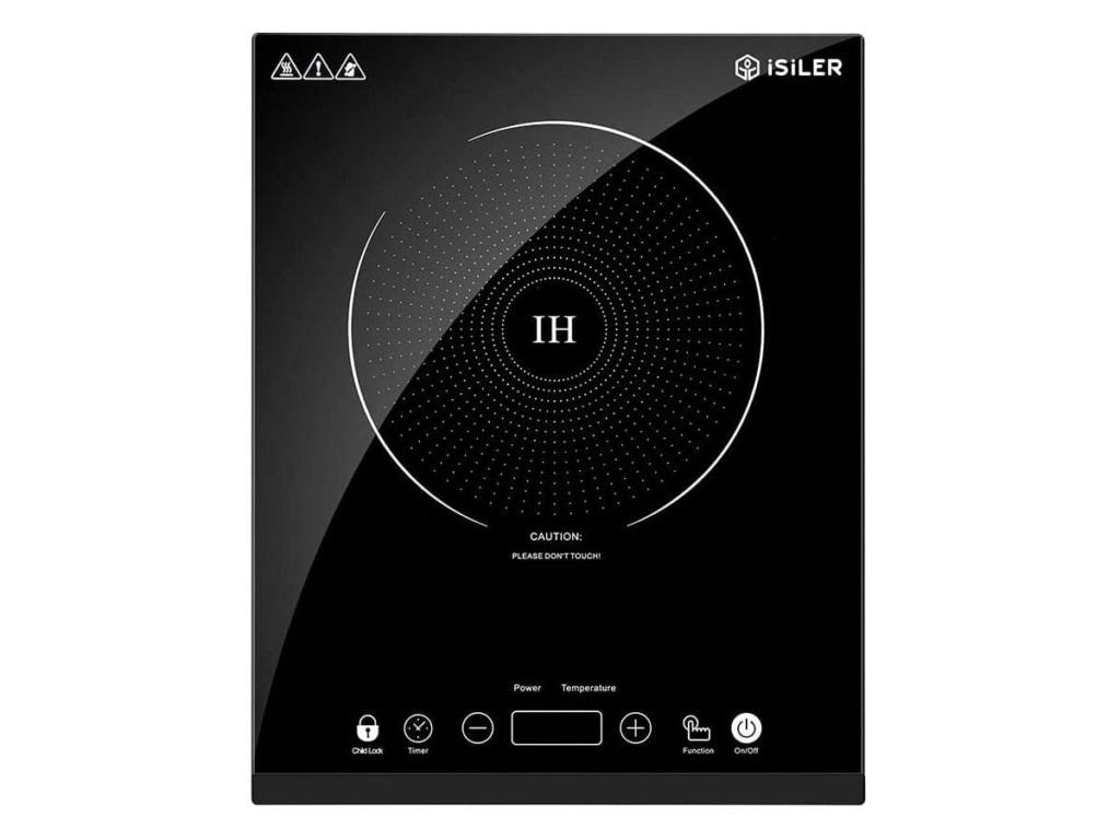 Portable Induction Cooktop, iSiLER 1800W Sensor Touch Electric Induction Cooker Cooktop with Kids Safety Lock, 18 Power 17 Temperature Setting Countertop Burner with Timer