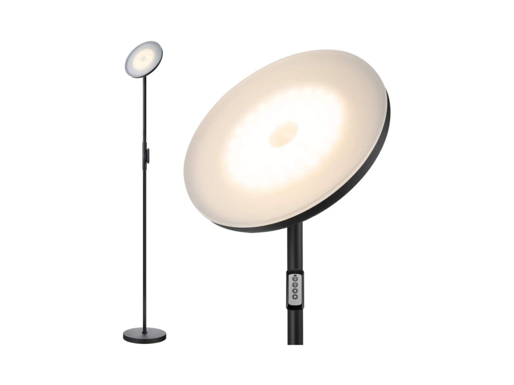 Floor Lamp,30W/2400LM Sky LED Modern Torchiere 3 Color Temperatures Super Bright Floor Lamps-Tall Standing Pole Light with Remote & Touch Control for Living Room,Bed Room,Office(Black)