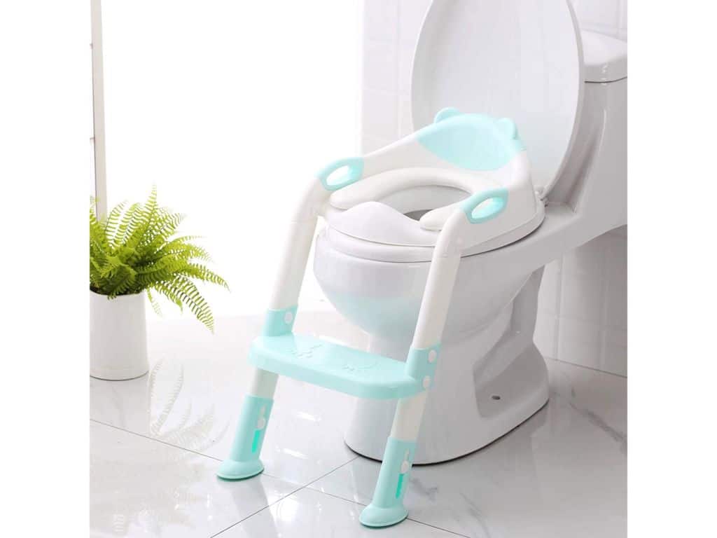 Potty Training Seat with Step Stool Ladder, SKYROKU Potty Training Toilet for Kids Boys Girls Toddlers-Comfortable Safe Potty Seat with Anti-Slip Pads Ladder (Blue)