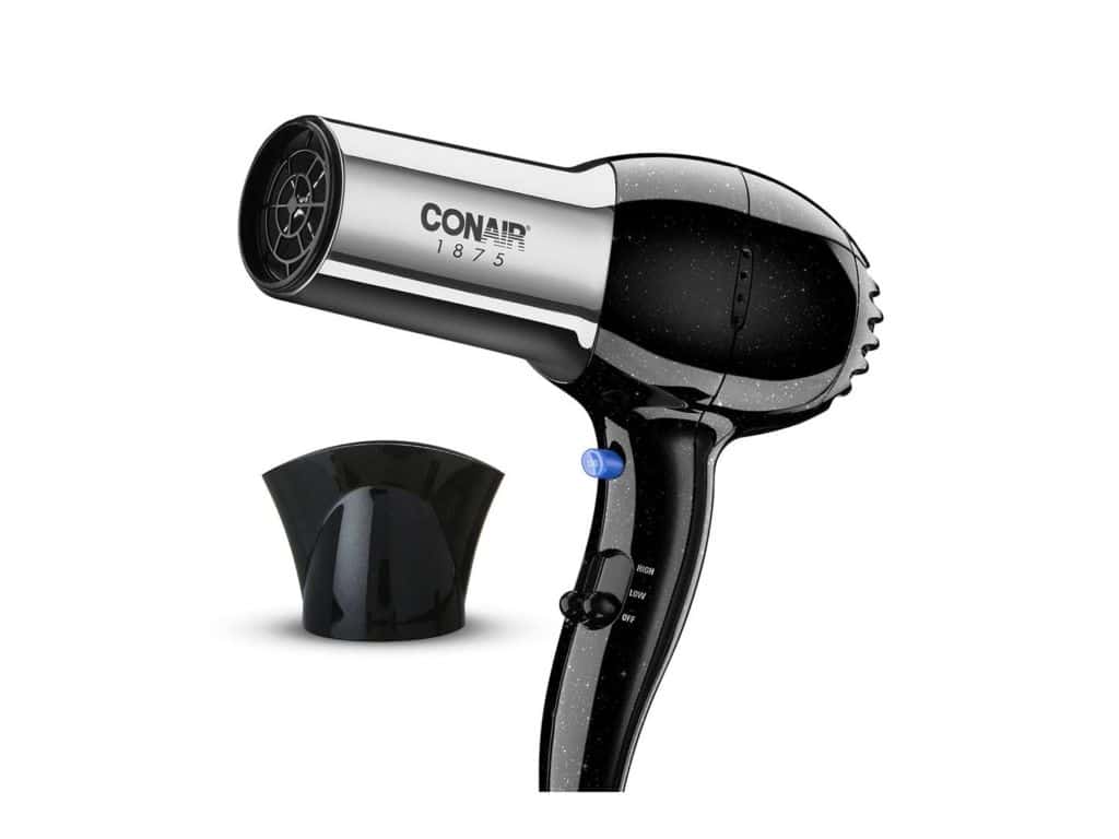 Conair 1875 Watt Full Size Pro Hair Dryer with Ionic Conditioning, Black / Chrome, 1 Count