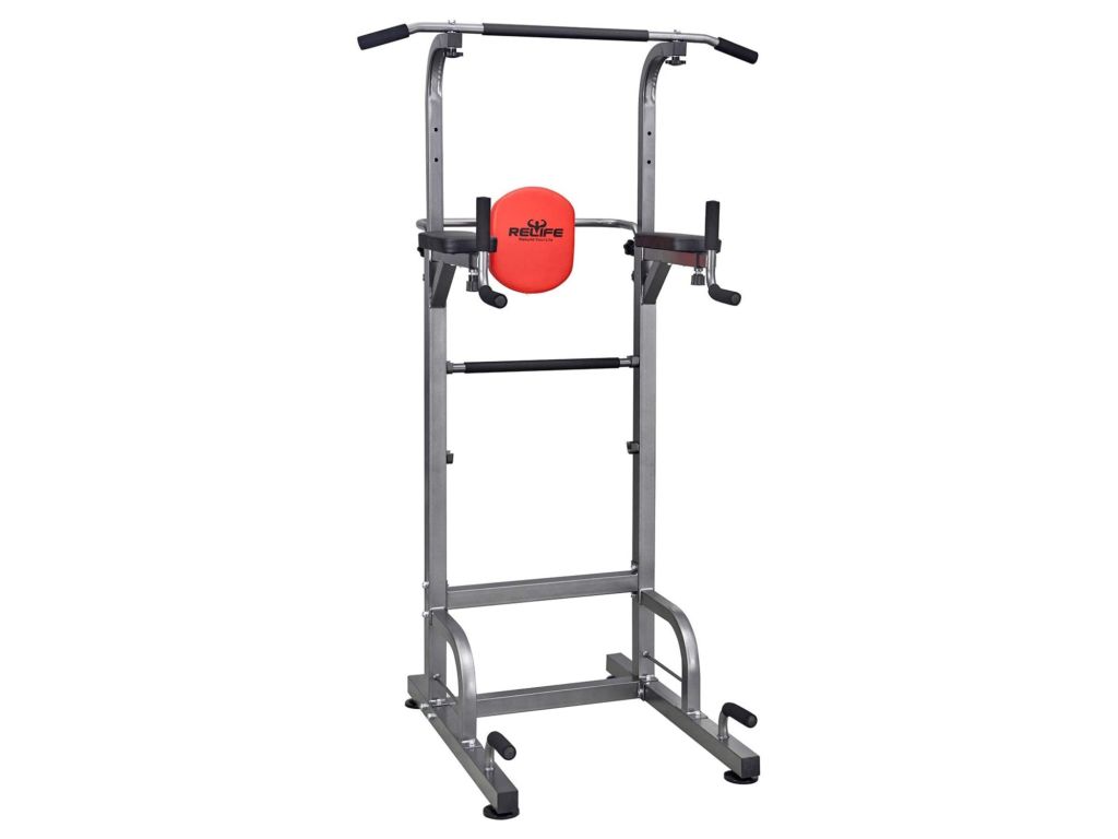RELIFE REBUILD YOUR LIFE Power Tower Workout Dip Station for Home Gym Strength Training Fitness Equipment Newer Version