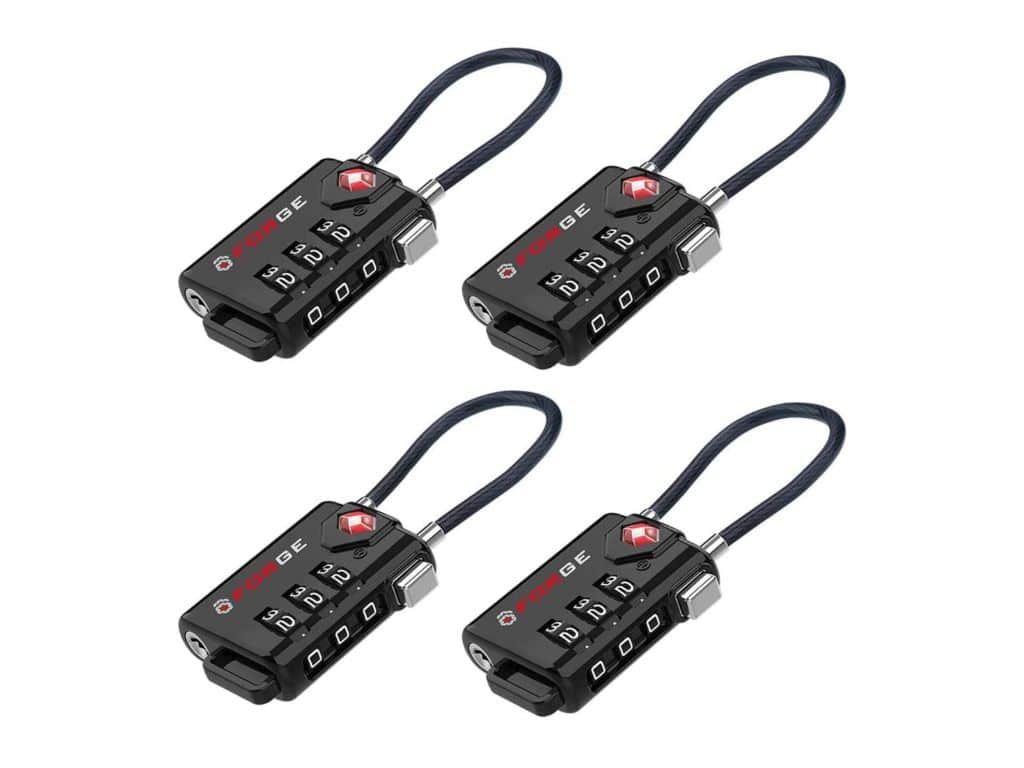 TSA Approved Cable Luggage Locks, Re-settable Combination with Alloy Body