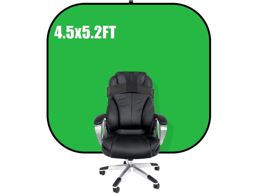 Qtto 4.5ft x 5.2ft Portable Green Screen for Chair Collapsible Webcam Background, Work from Home Chromakey Green Screen Chair for Zoom and Streaming Virtual Background.