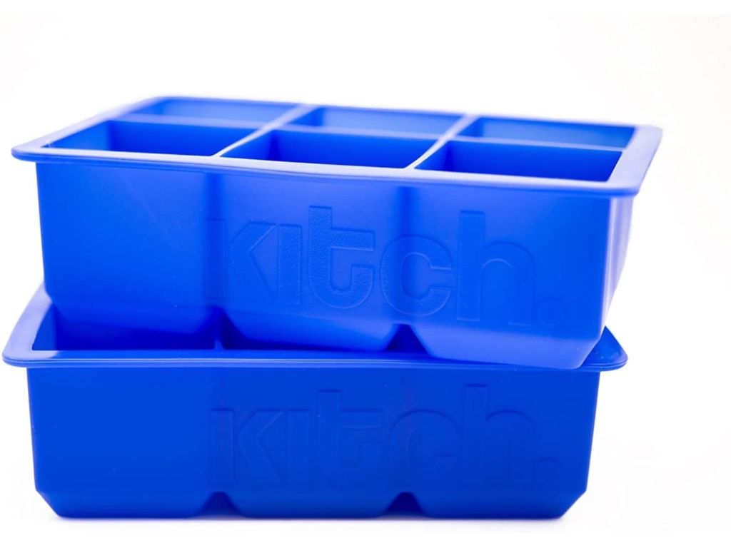 Large Cube Silicone Ice Tray, 2 Pack by Kitch, Giant 2 Inch Ice Cubes Keep Your Drink Cooled for Hours - Cobalt Blue