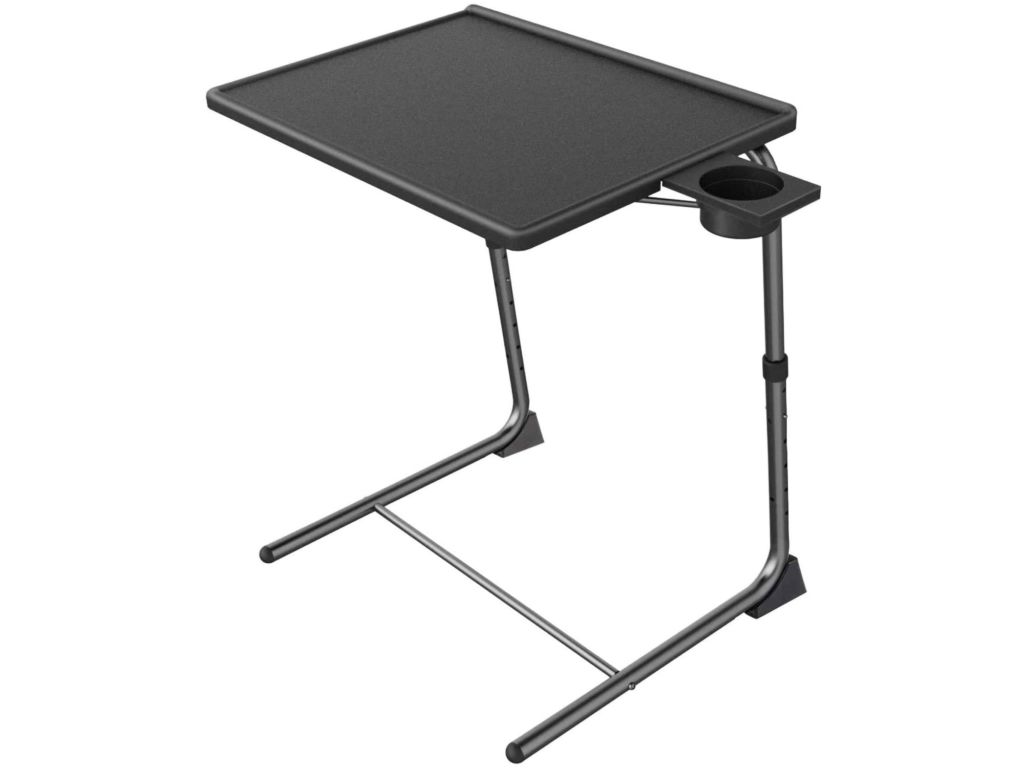 Adjustable TV Tray Table - TV Dinner Tray on Bed & Sofa, Comfortable Folding Table with 6 Height & 3 Tilt Angle Adjustments (Black)