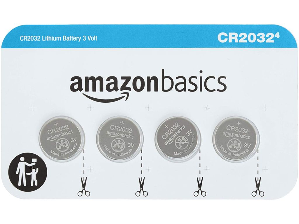 Amazon Basics 4 Pack CR2032 3 Volt Lithium Coin Cell Battery