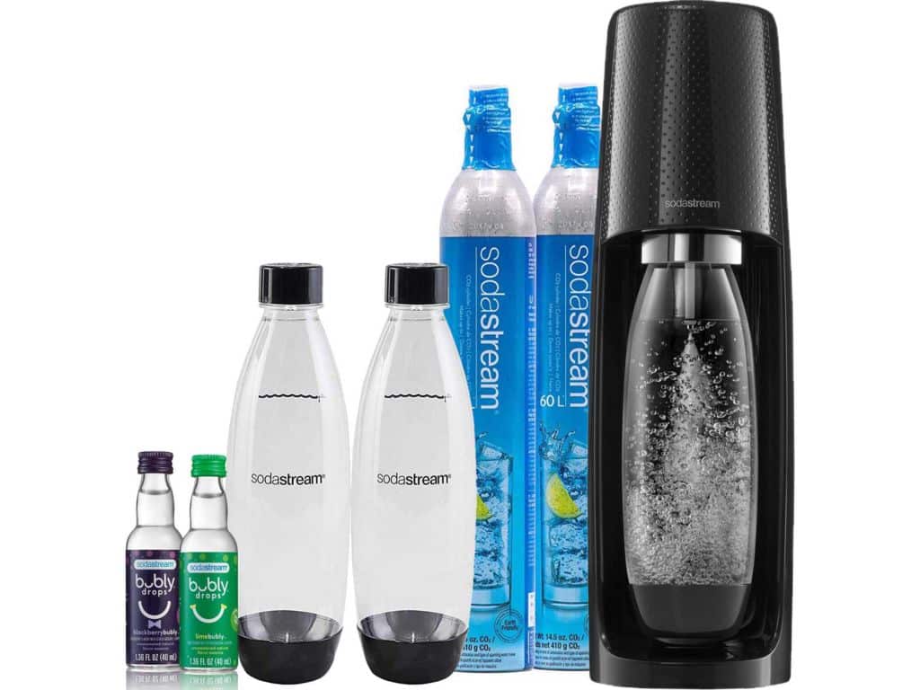 SodaStream Fizzi Sparkling Water Maker Bundle (Black), with CO2, BPA free Bottles, and bubly drops Flavors