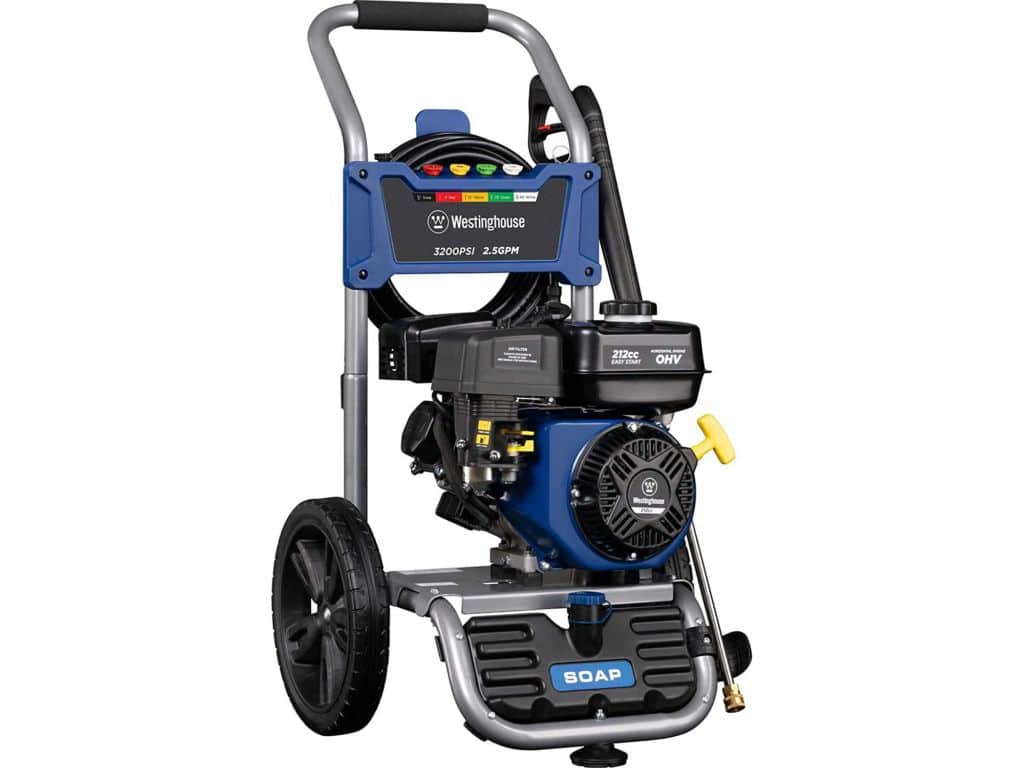 Westinghouse Outdoor Power Equipment WPX3200 Gas Powered Pressure Washer 3200 PSI and 2.5 GPM, Soap Tank and Five Nozzle Set, CARB Compliant