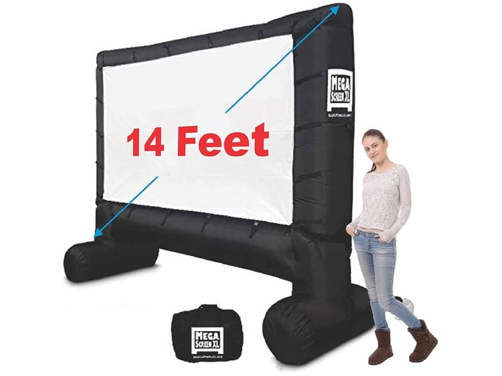 EasyGo Products 14' Inflatable Mega Movie Screen - Canvas Projection Screen for Outdoor Parties - Movie Cinema is Guaranteed to Thrill and Excite. Includes Inflation fan, Tie-Downs and Storage bag