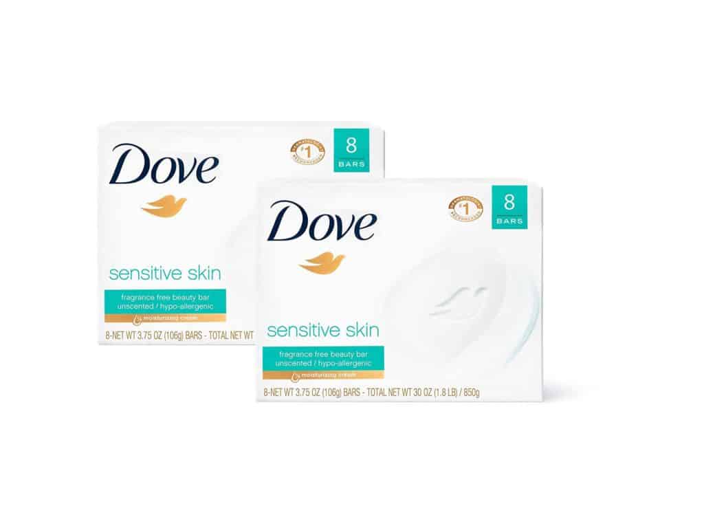 Dove Beauty Bar Gently Cleanses and Nourishes Sensitive Skin Effectively Washes Away Bacteria While Nourishing Your Skin, 3.75 oz., 16 Bars