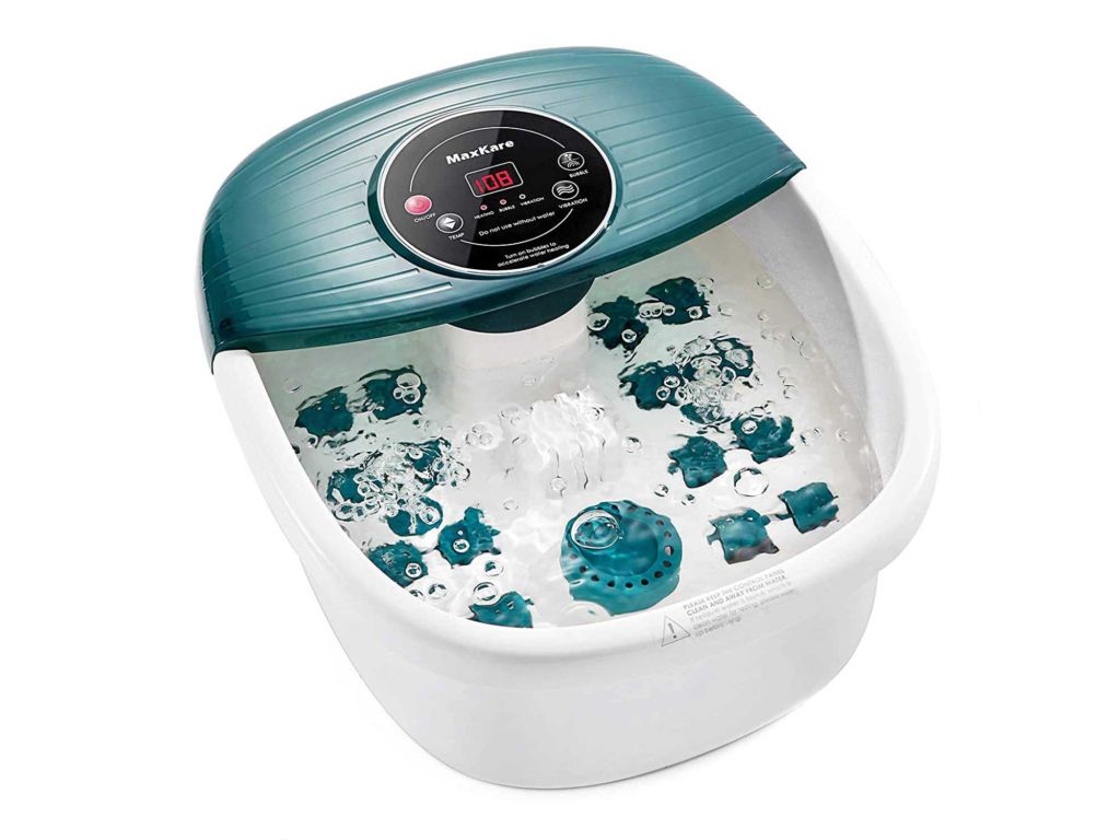 Foot Spa/Bath Massager with Heat, Bubbles, and Vibration, Digital Temperature Control, 16 Massage Rollers with Mini Detachable Massage Points, Soothe and Comfort Feet