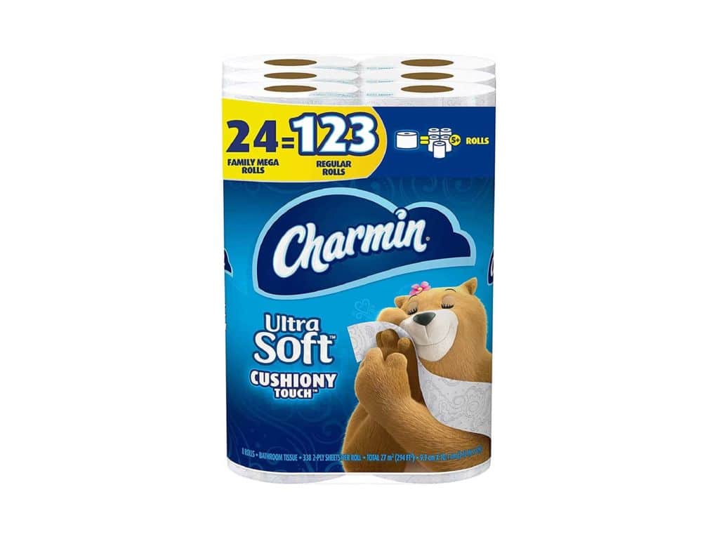 Charmin Ultra Soft Cushiony Touch Toilet Paper, 24 Family Mega Rolls = 123 Regular Rolls