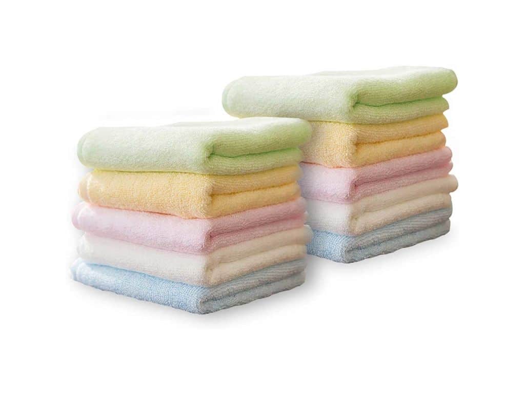 Yoofoss Luxury Bamboo Washcloths Towel Set 10 Pack Baby Wash Cloth for Bathroom-Hotel-Spa-Kitchen Multi-Purpose Fingertip Towels & Face Cloths 10'' x 10''