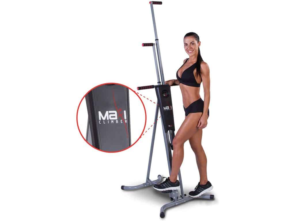 Maxi Climber The Original Patented Vertical Climber, As Seen On TV - Full Body Workout with Bonus Fitness App for iOS and Android, Black & Silver