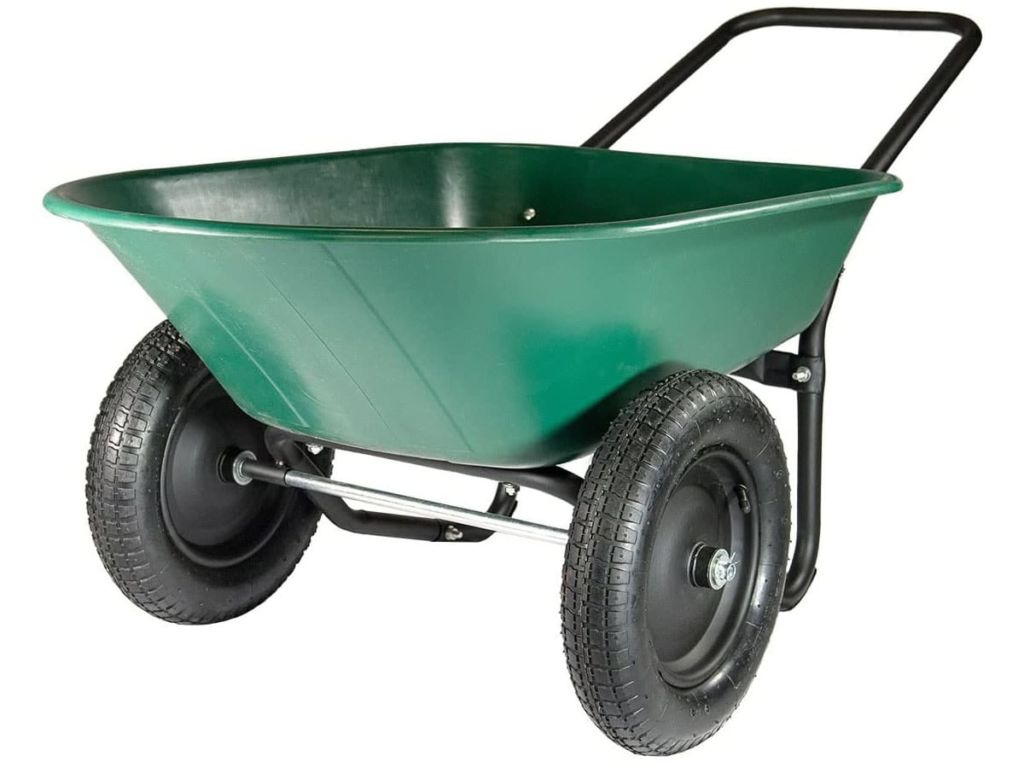 Marathon Yard Rover – 2 Tire Wheelbarrow Garden Cart - Green/Black