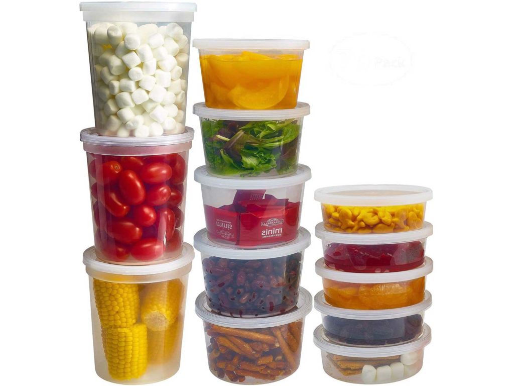 DuraHome Food Storage Containers with Lids 8oz, 16oz, 32oz Freezer Deli Cups Combo Pack, 44 Sets BPA-Free Leakproof Round Clear Takeout Container Meal Prep Microwavable (44 Sets - Mixed sizes)