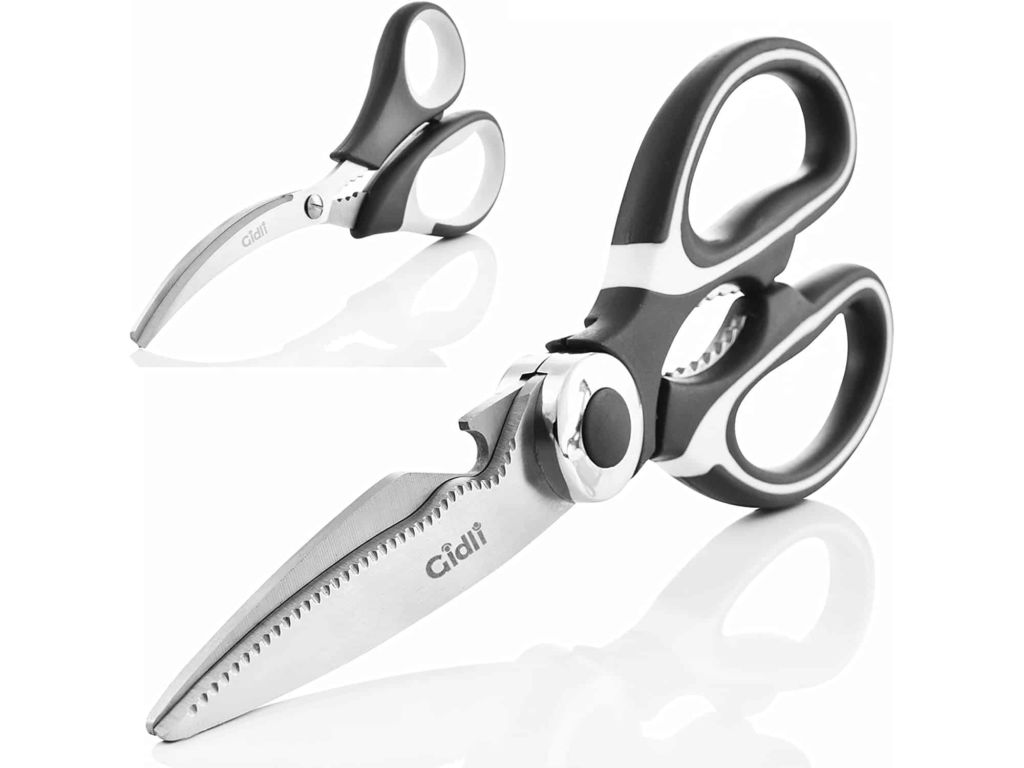 Kitchen Shears by Gidli - Lifetime Replacement Warranty- Includes Seafood Scissors As a Bonus - Heavy Duty Stainless Steel Multipurpose Ultra Sharp Utility Scissors.