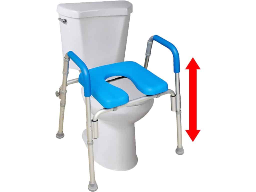 The Ultimate™ Raised Toilet Seat, Voted #1 Most Comfortable. Padded with Armrests. Adjustable Height. Premium Elevated Toilet Seat with Arms for Standard and Elongated Toilets.