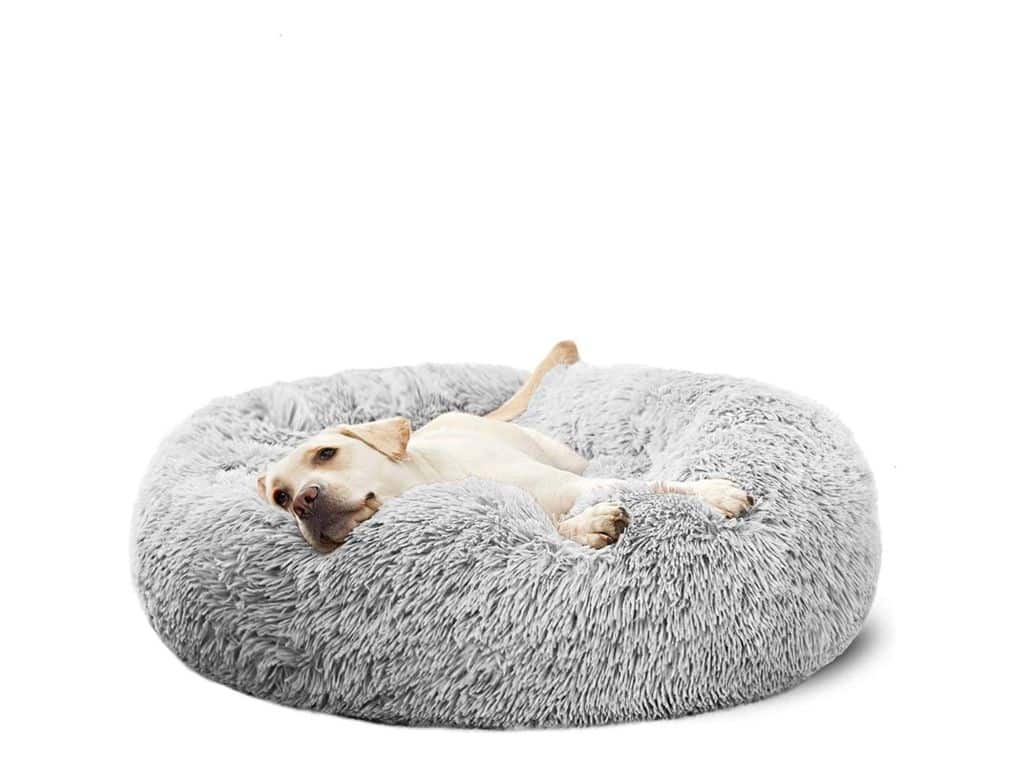 HACHIKITTY Dog Beds Calming Donut Bed, Puppy Dog Bed Large Dogs, Faux Fur Dog Bed Joint Relief