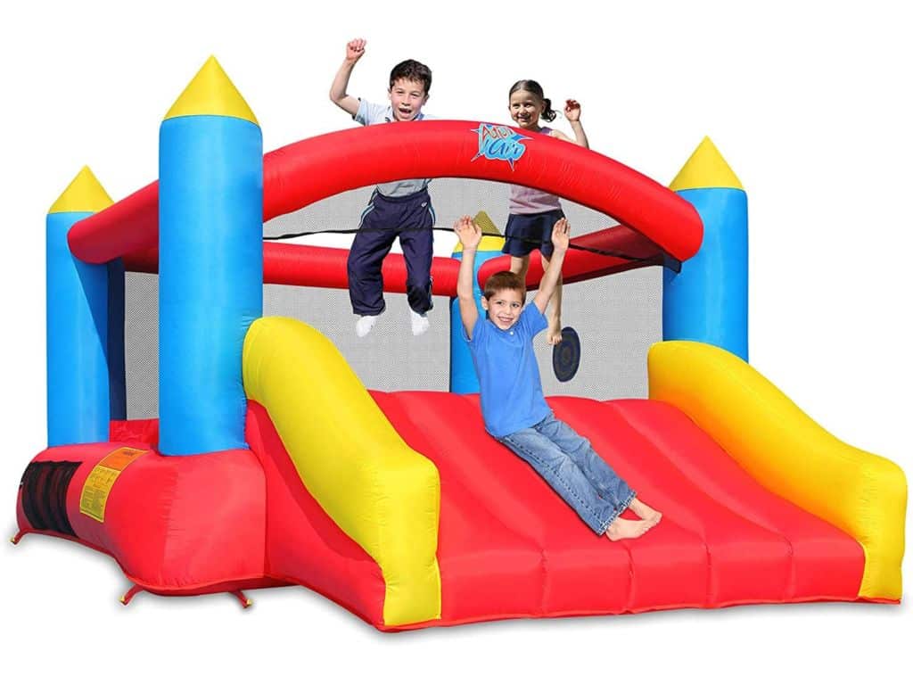 Made to withstand energetic toddlers, the sturdy jumping area is thick with extra seams that can hold 250 pounds at once.