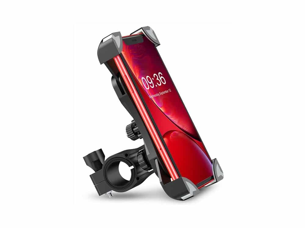 Bovon Anti-Shake Bike Phone Mount, 360 Rotation Universal Bicycle Motorcycle Phone Mount Holder Stand Cradle Clamp Compatible with iPhone 12 Pro Max/12 mini/12/11 Pro/XR/XS MAX, Samsung Galaxy S20