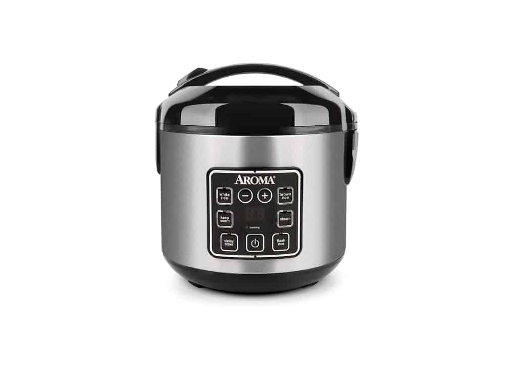 Aroma Housewares 2-8-Cups (Cooked) Digital Cool-Touch Rice Grain Cooker and Food Steamer, Stainless, 8 Cup, Silver