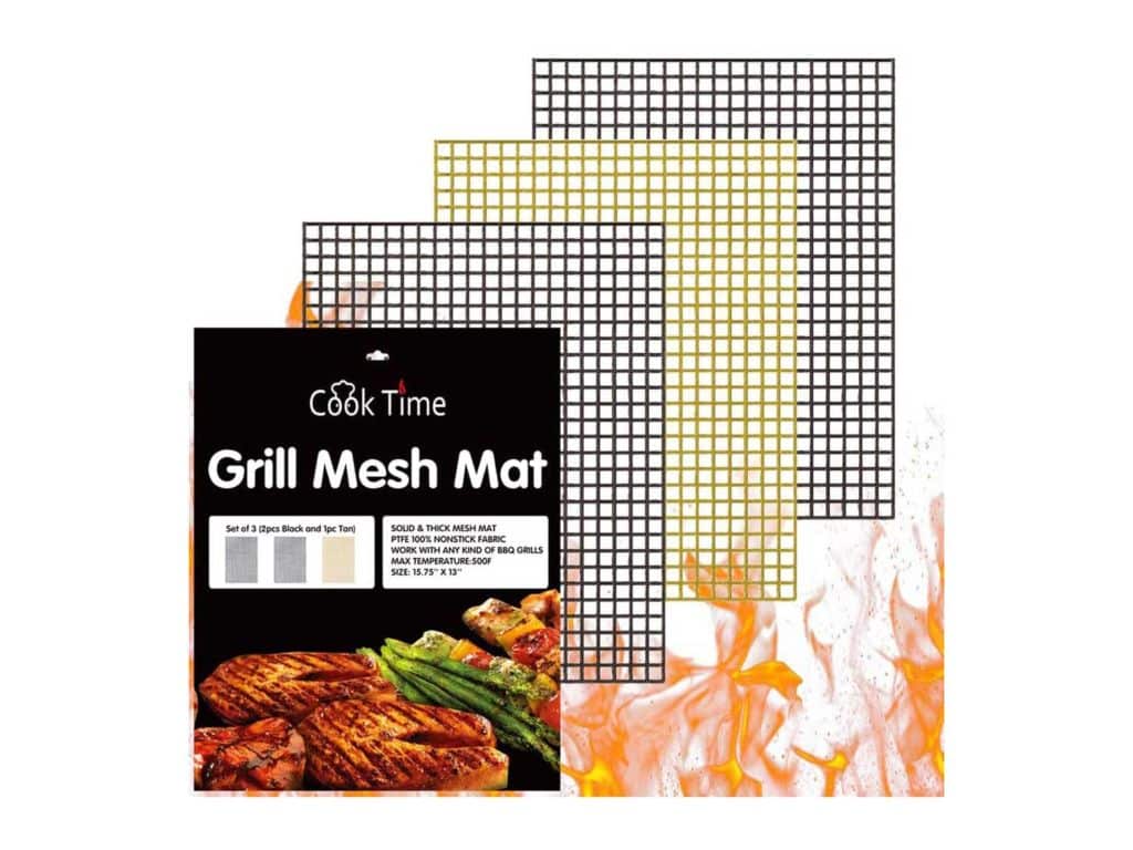 BBQ Grill Mesh Mat Set of 3 - Non Stick Barbecue Grill Sheet Liners Teflon Grilling Mats Nonstick Fish Vegetable Smoking Accessories - Works on Smoker, Pellet, Gas, Charcoal Grill,15.75 x 13 inches